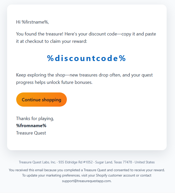 MailerSend reward email screenshot